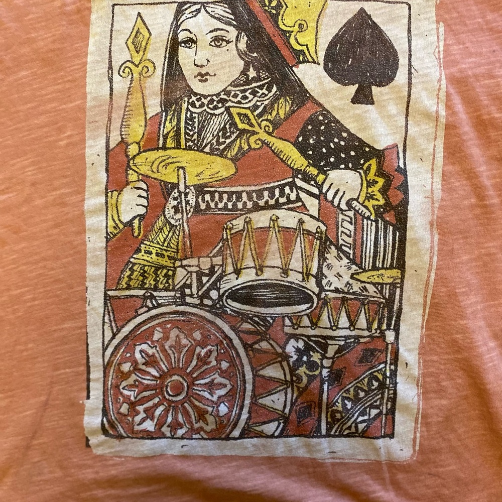 Lucky Brand Women's Queen of Spades Boyfriend Tee 100% Cotton Ash Rose Size XS - Picture 8 of 11